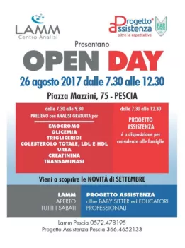Open Day Punto Prelievi Pescia | 26 Agosto 2017